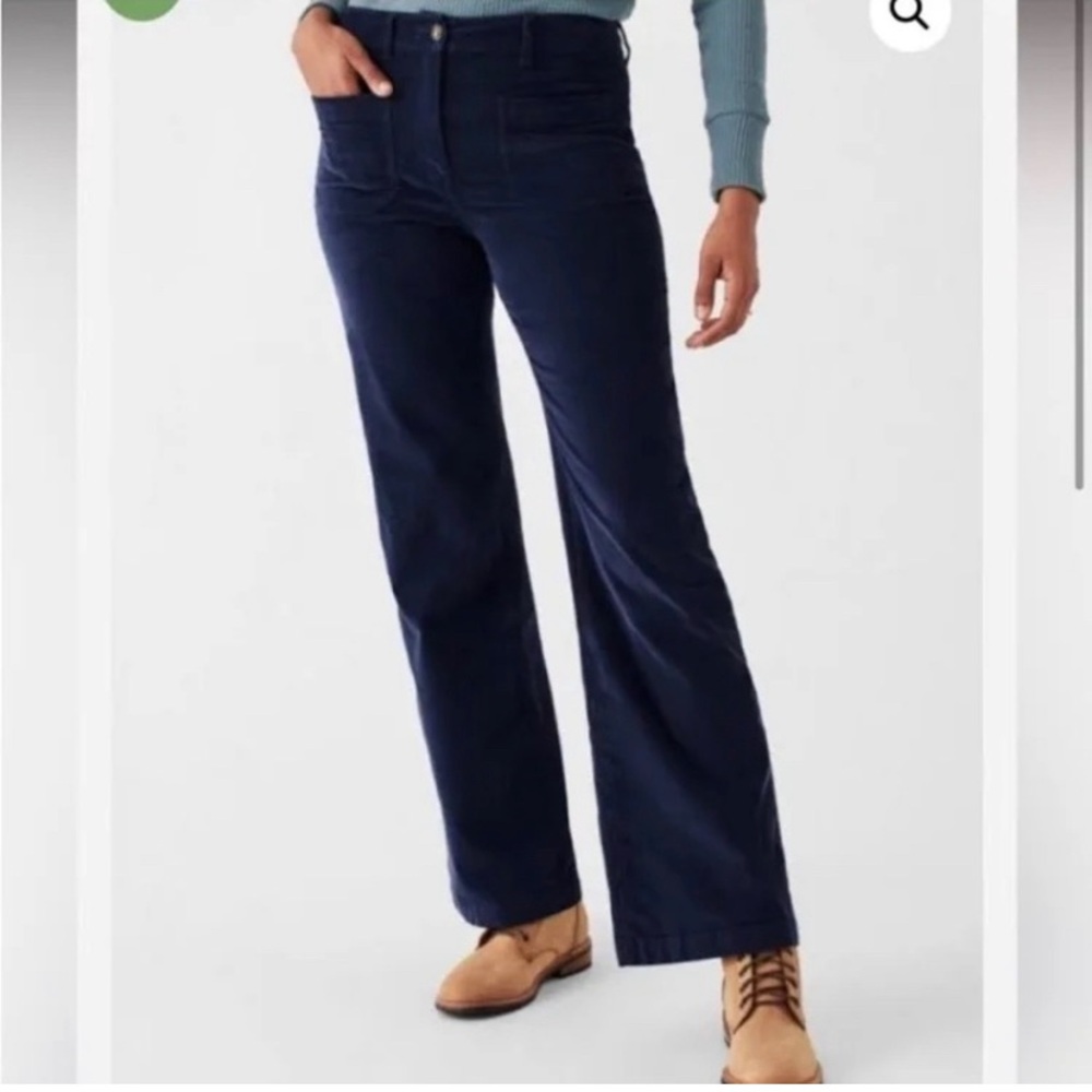 Faherty Stretch Corduroy Patch Pocket High Rise Pants Navy 29